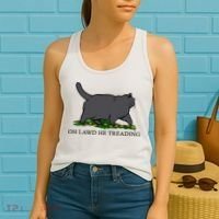 Oh Lawd He Treading Funny Fat Cat Women's Tank Top thumb 2
