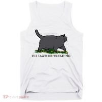 Oh Lawd He Treading Funny Fat Cat Tank Top thumb 0