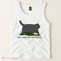 Oh Lawd He Treading Funny Fat Cat Tank Top thumb 2