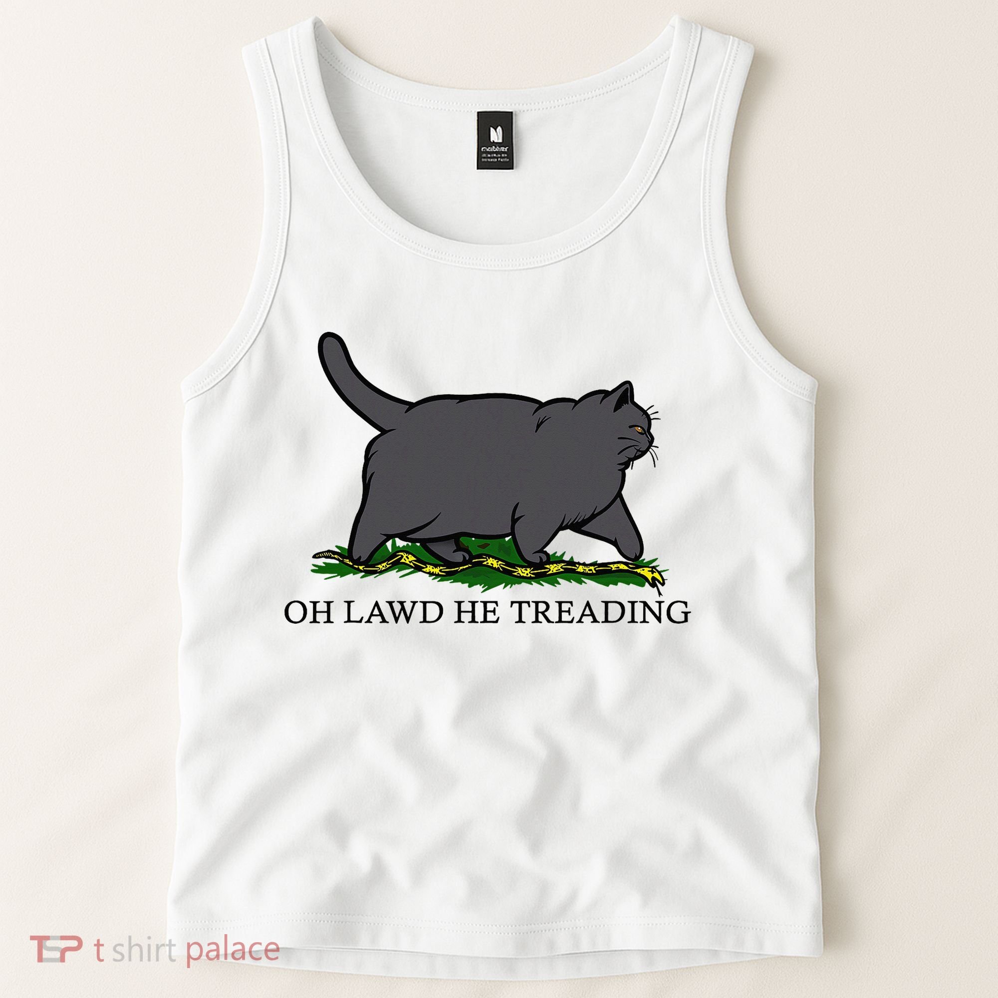 Oh Lawd He Treading Funny Fat Cat Tank Top