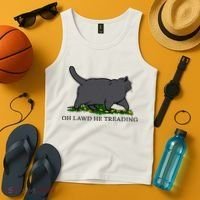 Oh Lawd He Treading Funny Fat Cat Tank Top thumb 4