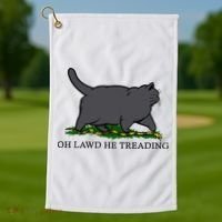 Oh Lawd He Treading Funny Fat Cat Golf Towel thumb 1