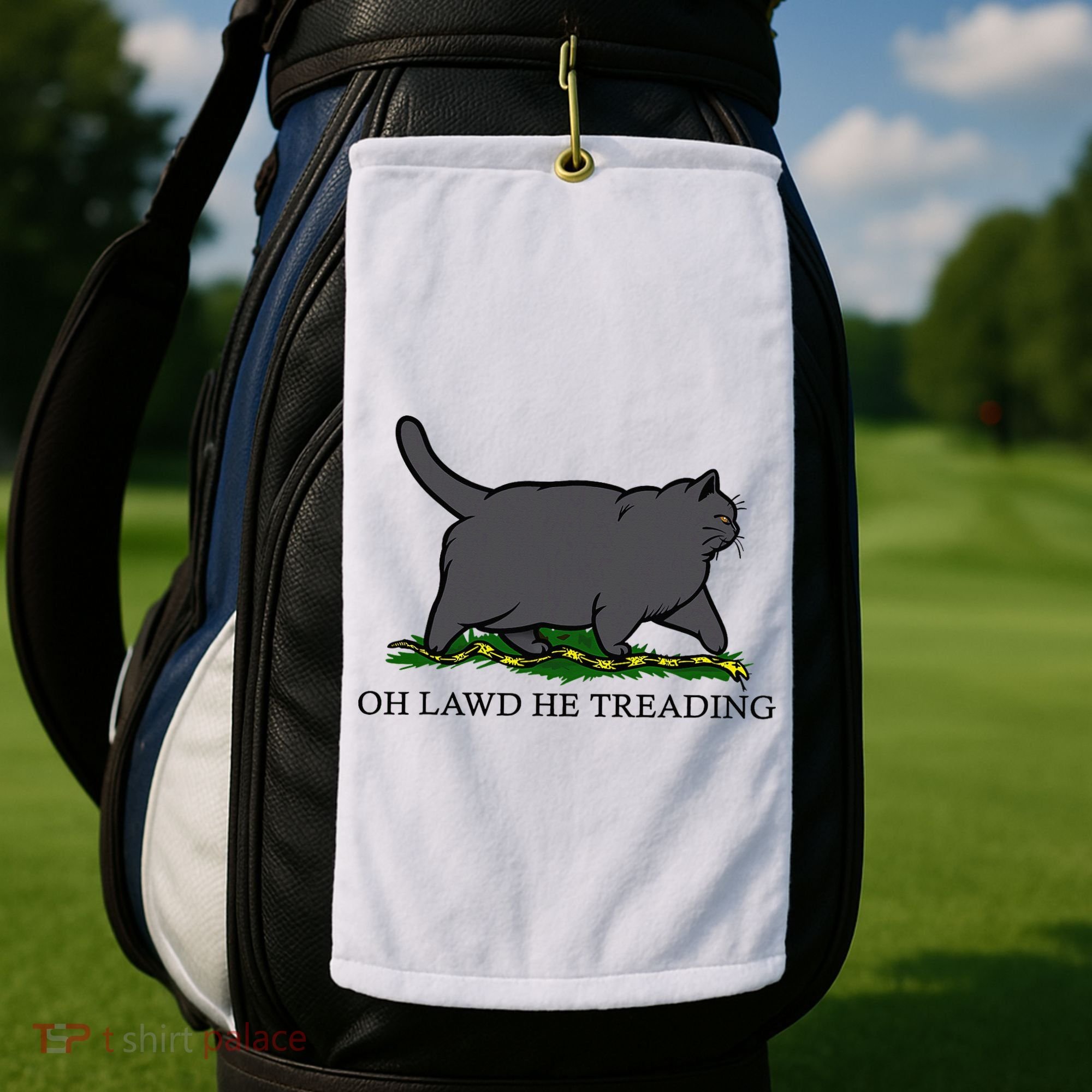 Oh Lawd He Treading Funny Fat Cat Golf Towel