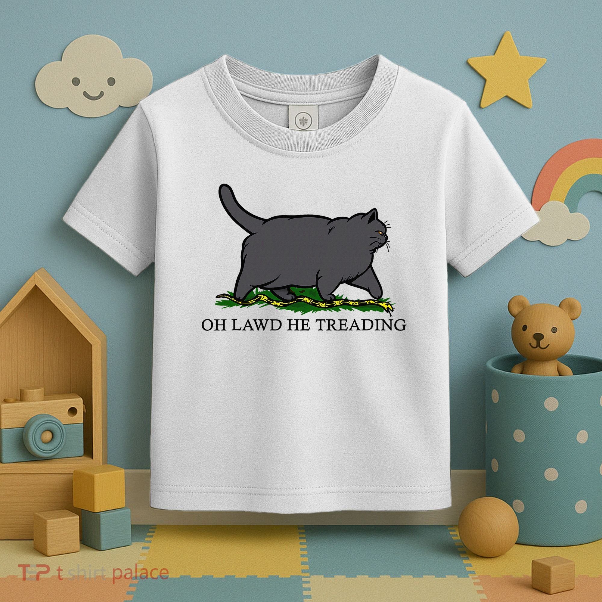 Oh Lawd He Treading Funny Fat Cat Toddler T-Shirt