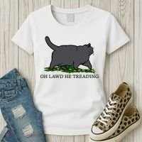 Oh Lawd He Treading Funny Fat Cat Women's T-Shirt thumb 3