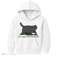 Oh Lawd He Treading Funny Fat Cat Kids Hoodie thumb 0