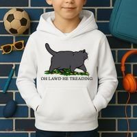 Oh Lawd He Treading Funny Fat Cat Kids Hoodie thumb 2