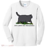 Oh Lawd He Treading Funny Fat Cat Kids Long Sleeve Shirt thumb 0