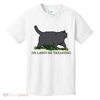 Oh Lawd He Treading Funny Fat Cat Kids T-Shirt thumb 0