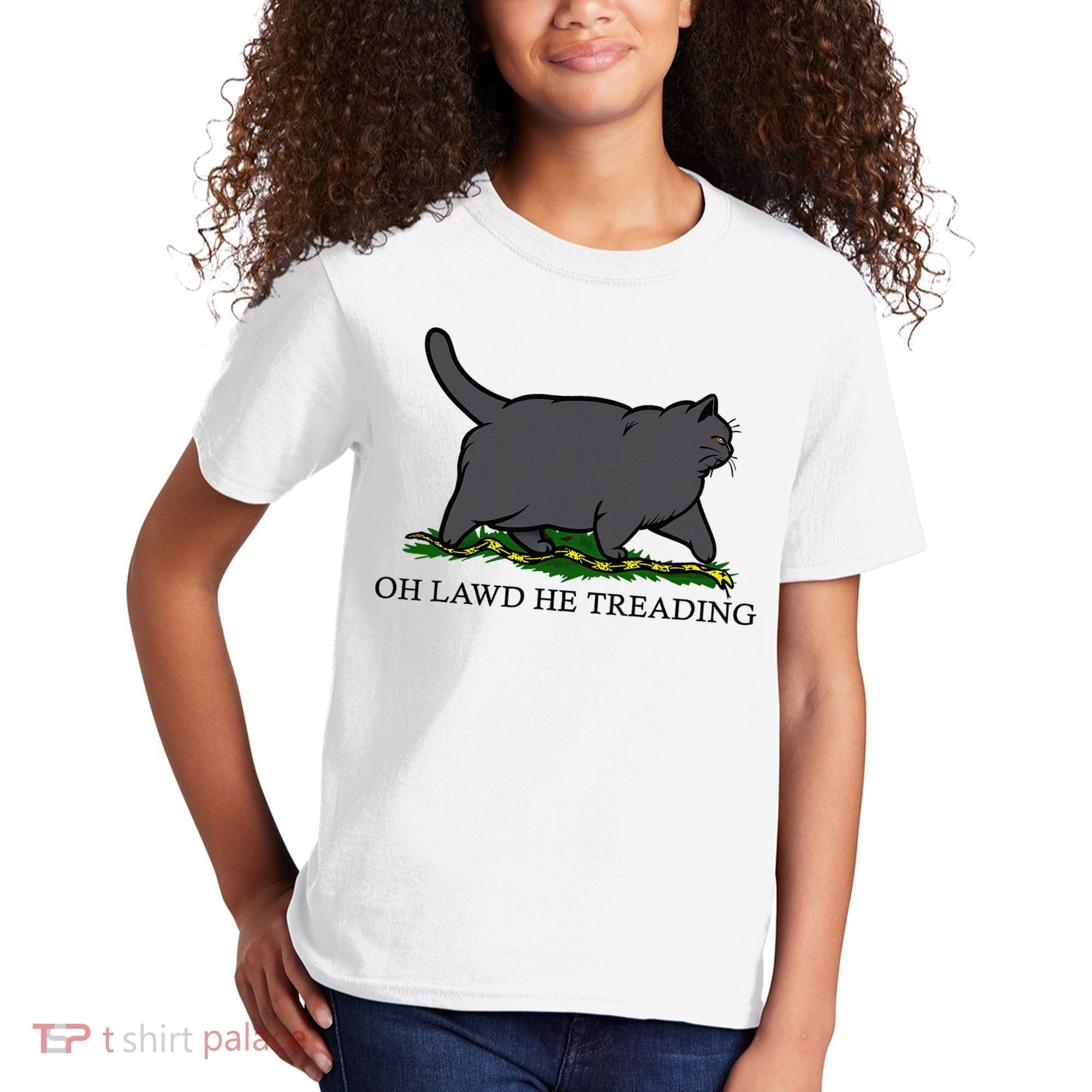 Oh Lawd He Treading Funny Fat Cat Kids T-Shirt