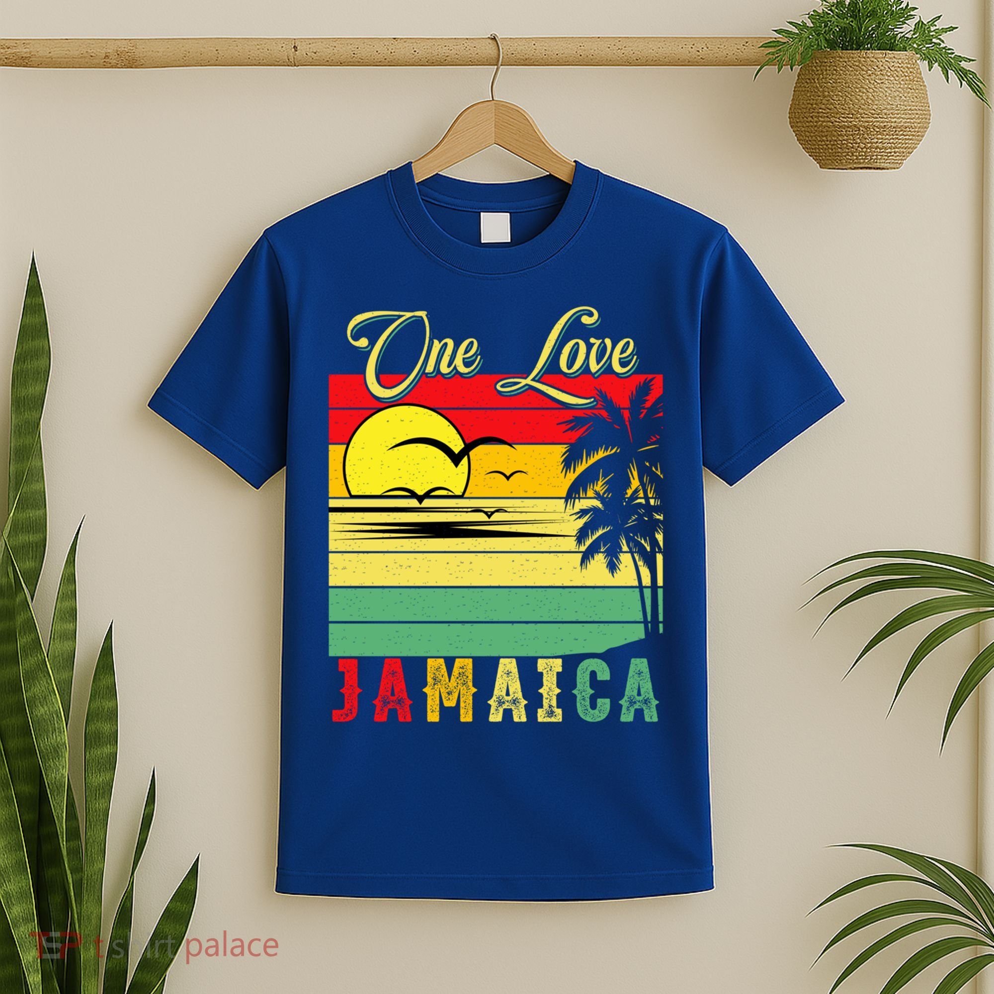 One Love Jamaica Summer Vacation Family Vintage Sunset Beach Gift T-Shirt
