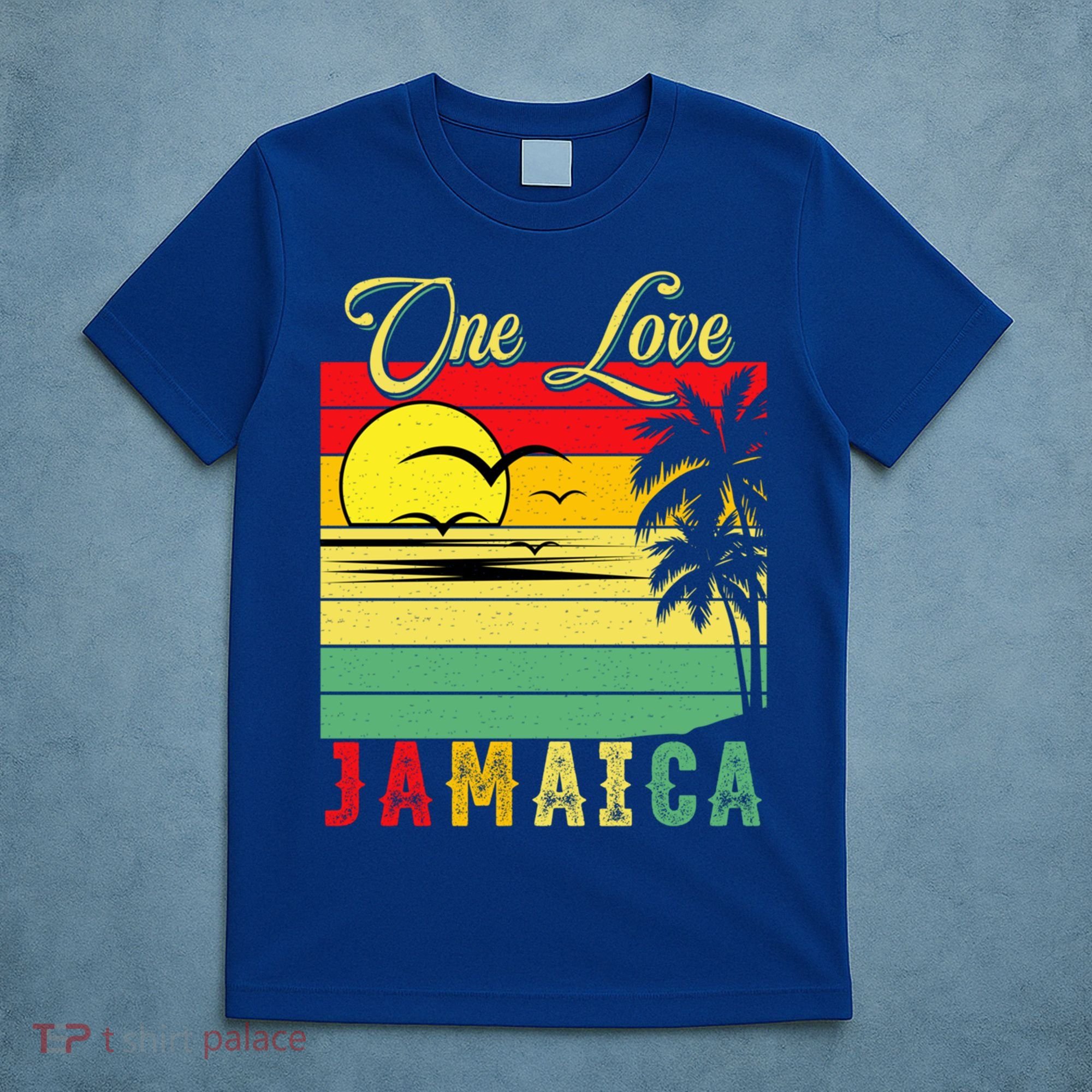 One Love Jamaica Summer Vacation Family Vintage Sunset Beach Gift T-Shirt