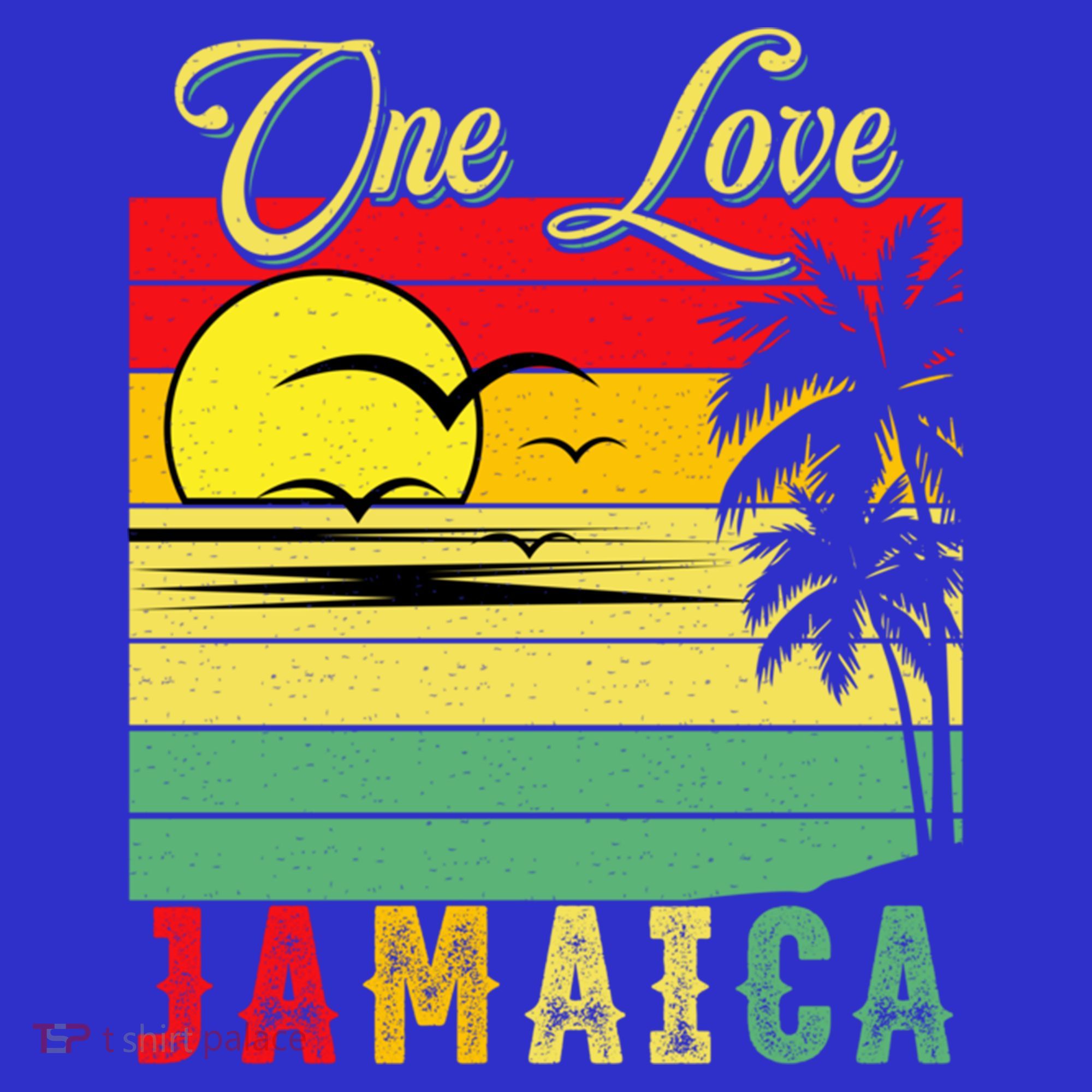One Love Jamaica Summer Vacation Family Vintage Sunset Beach Gift T-Shirt