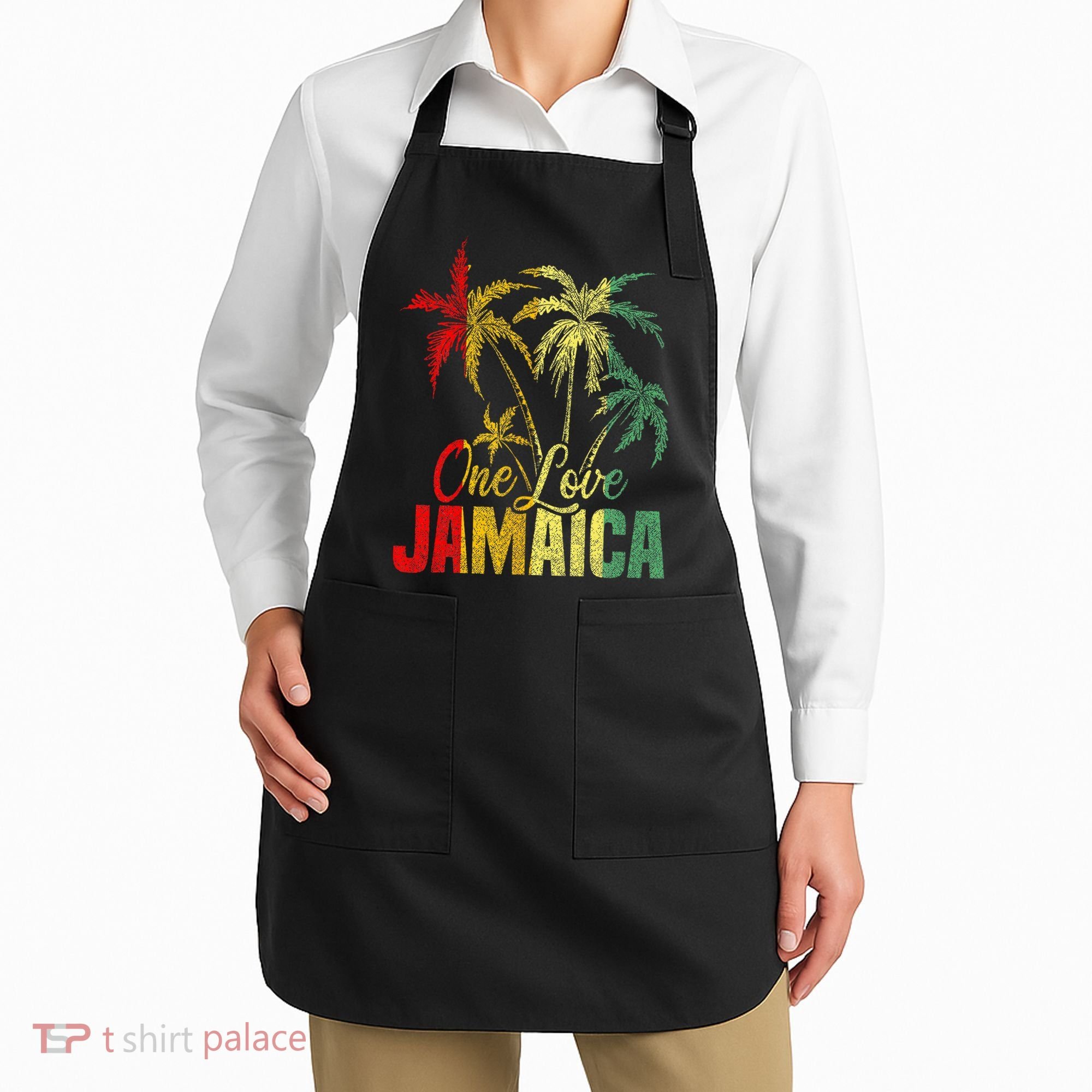 One Love Jamaica Caribbean Vacation Reggae Apron