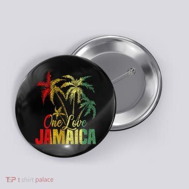 One Love Jamaica Caribbean Vacation Reggae Button