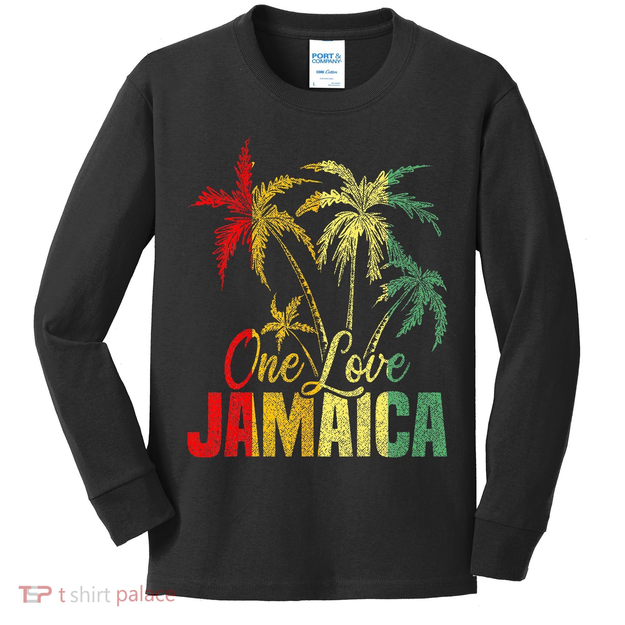 One Love Jamaica Caribbean Vacation Reggae Kids Long Sleeve Shirt
