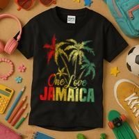 One Love Jamaica Caribbean Vacation Reggae Kids T-Shirt thumb 3