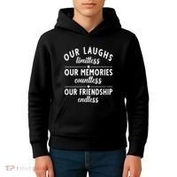 Our Laughs Limitless Memories Countless Friendship Endless Vneck Kids Hoodie thumb 4