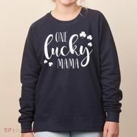 One Lucky Mama St Patricks Day Irish Mom Shamrock Momma Women's Sweatshirt thumb 0