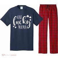 One Lucky Mama St Patricks Day Irish Mom Shamrock Momma Pajama Set thumb 0