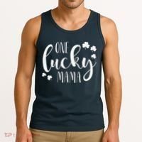 One Lucky Mama St Patricks Day Irish Mom Shamrock Momma Tank Top thumb 3