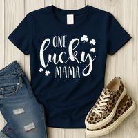 One Lucky Mama St Patricks Day Irish Mom Shamrock Momma Women's T-Shirt thumb 3
