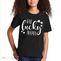 One Lucky Mama St Patricks Day Irish Mom Shamrock Momma Kids T-Shirt thumb 2