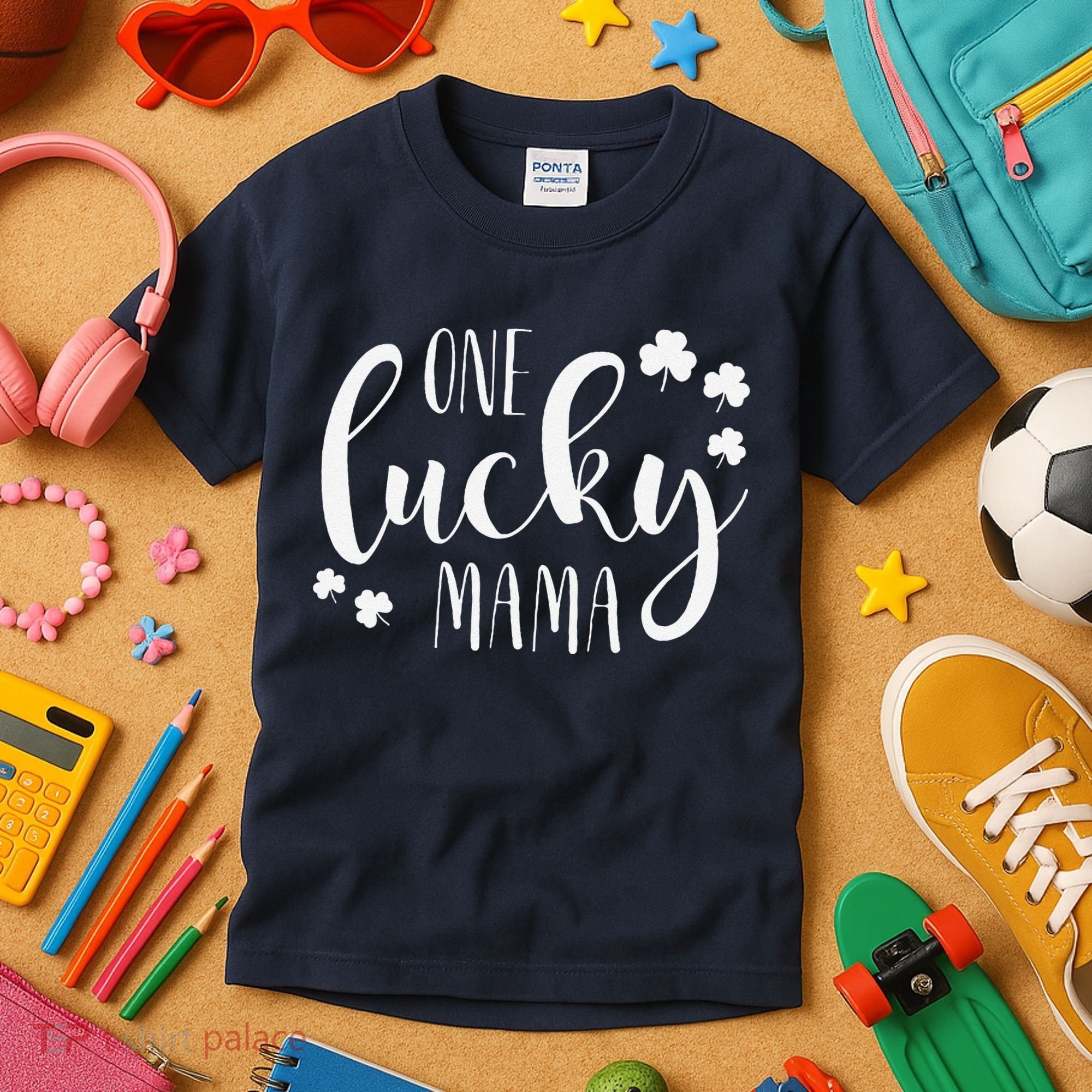 One Lucky Mama St Patricks Day Irish Mom Shamrock Momma Kids T-Shirt