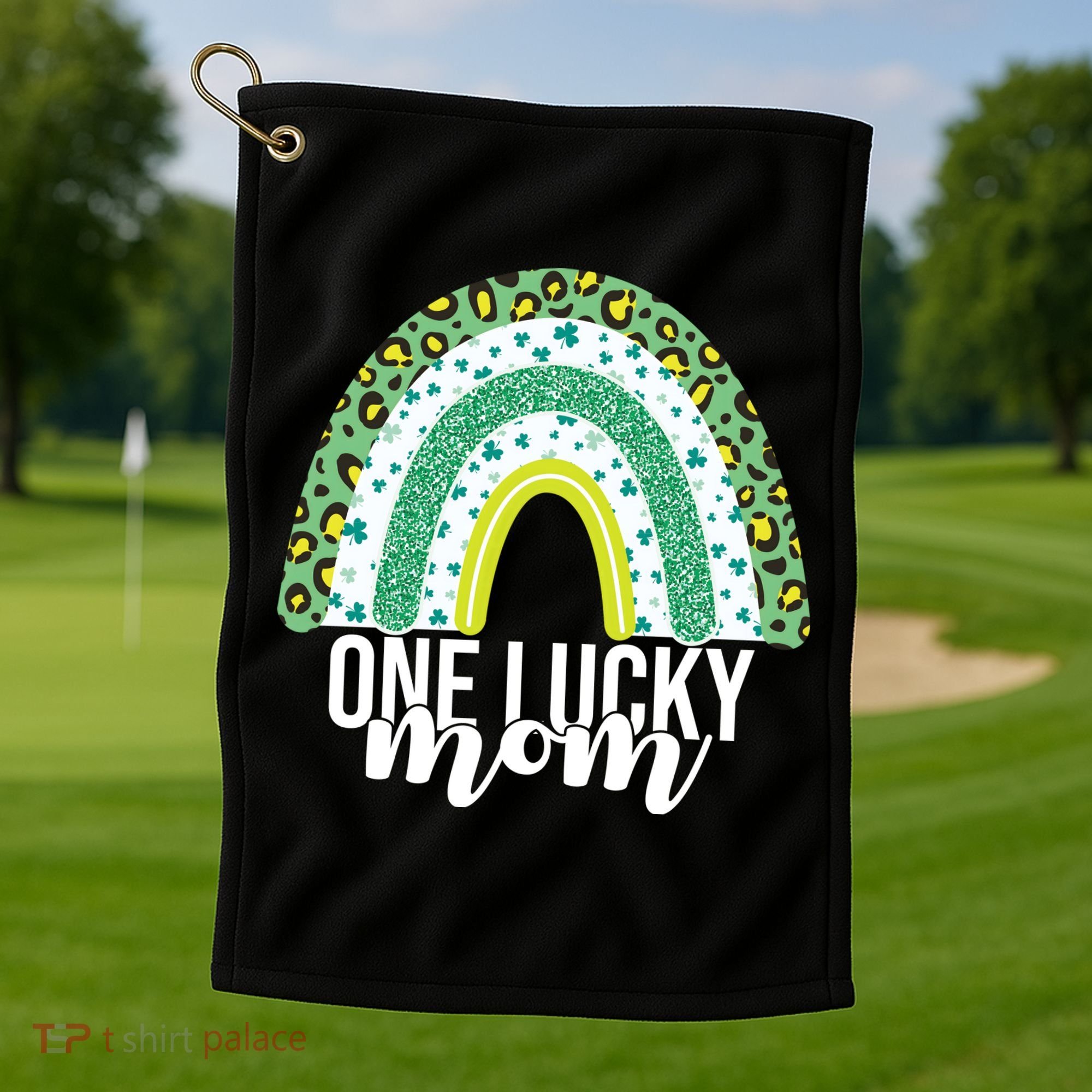 One Lucky Mom Rainbow St Patrick's Day Golf Towel