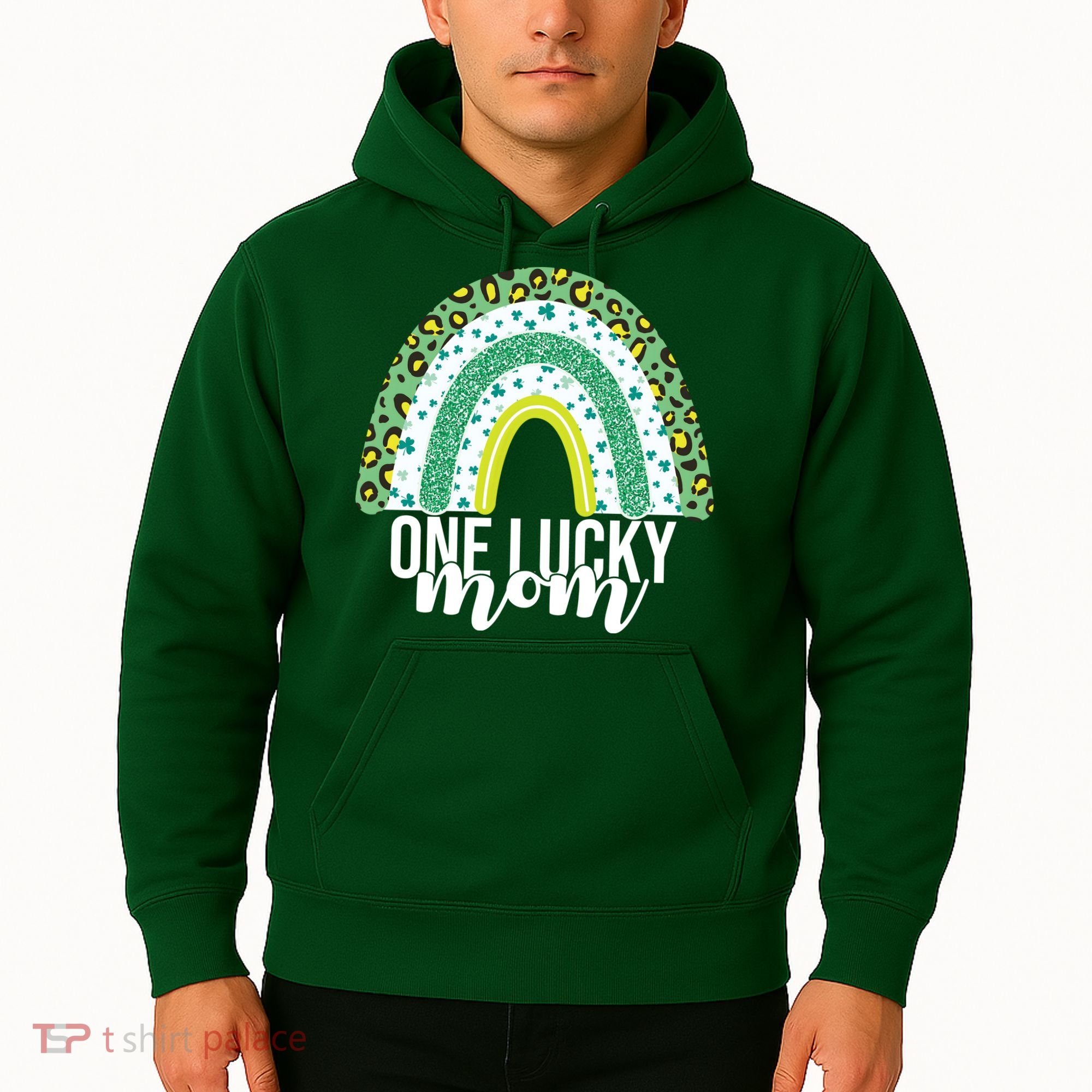 One Lucky Mom Rainbow St Patrick's Day Hoodie