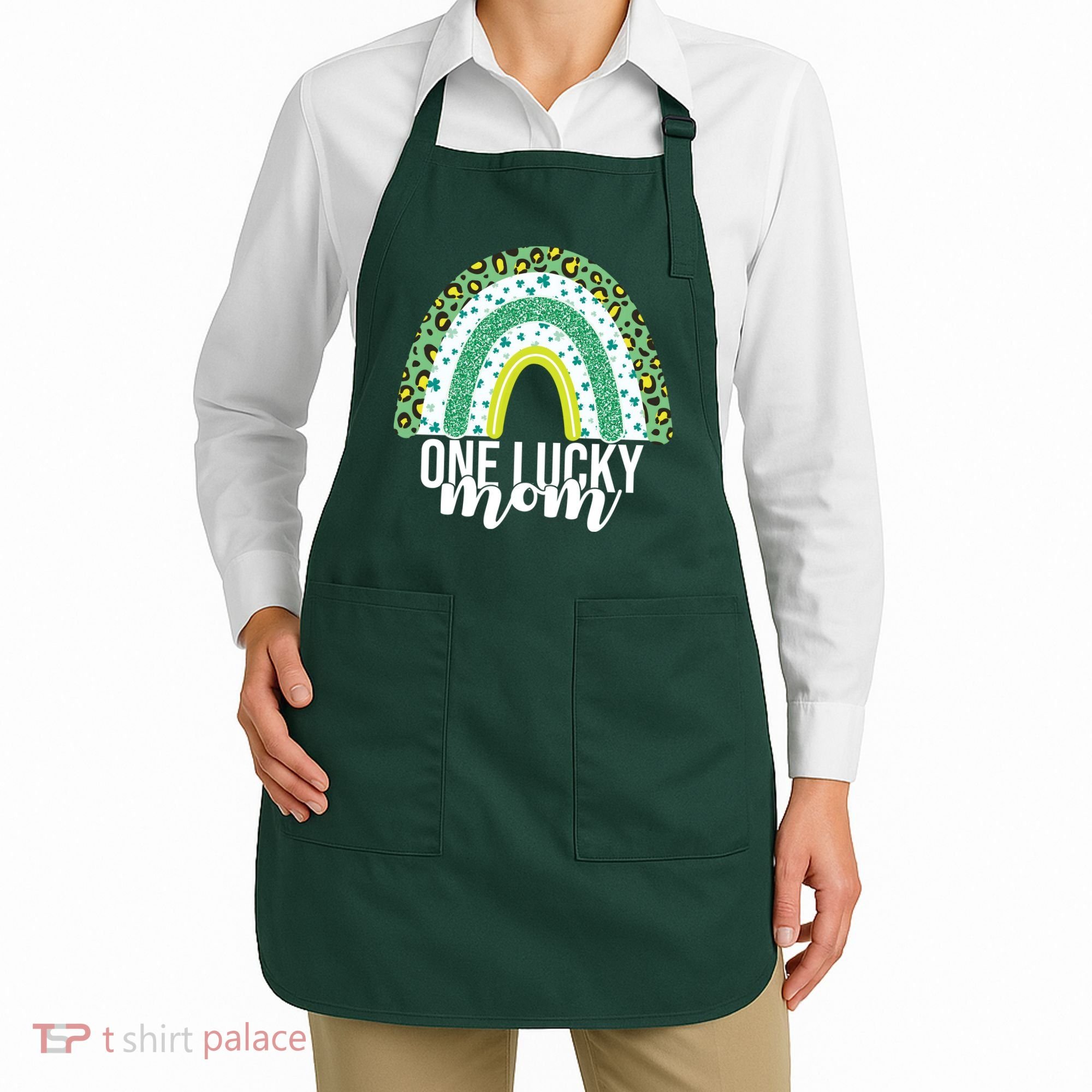 One Lucky Mom Rainbow St Patrick's Day Apron