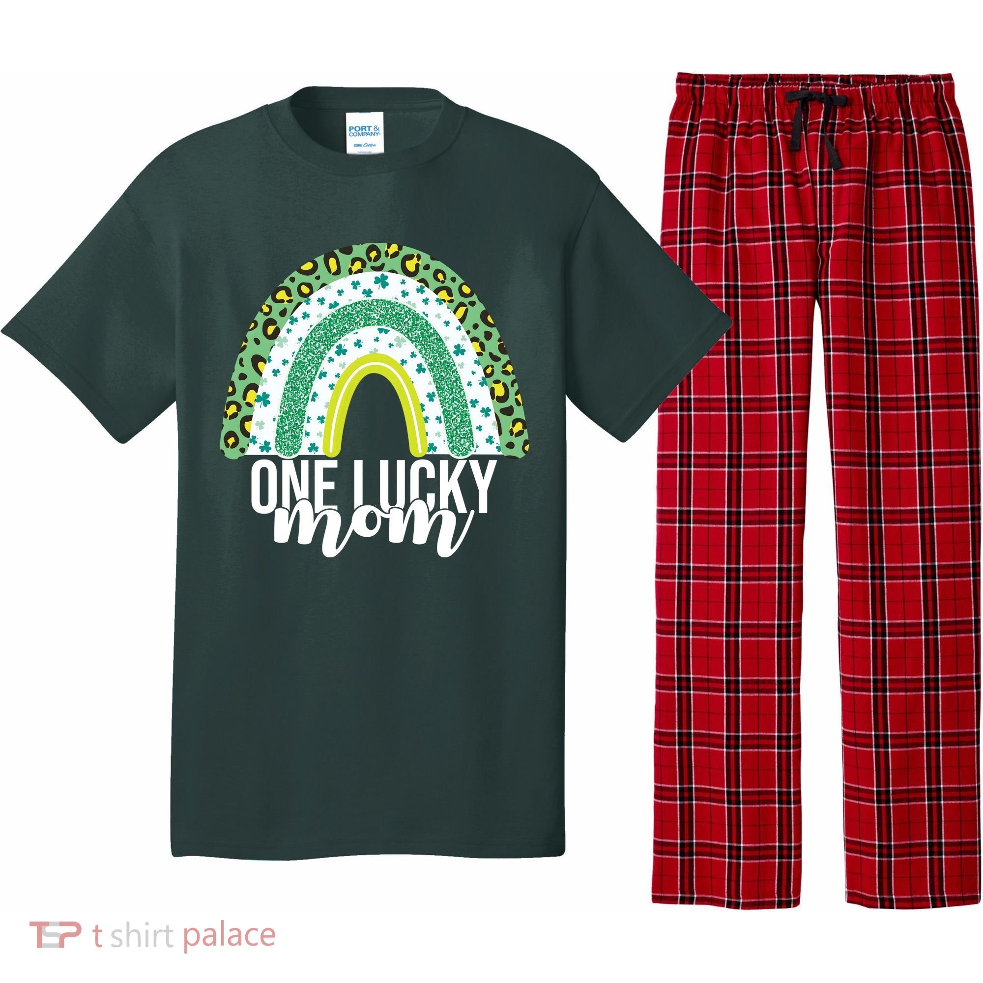 One Lucky Mom Rainbow St Patrick's Day Pajama Set
