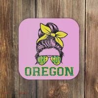 Oregon Lovers Messy Bun Oregon Souvenir Women Coaster thumb 0