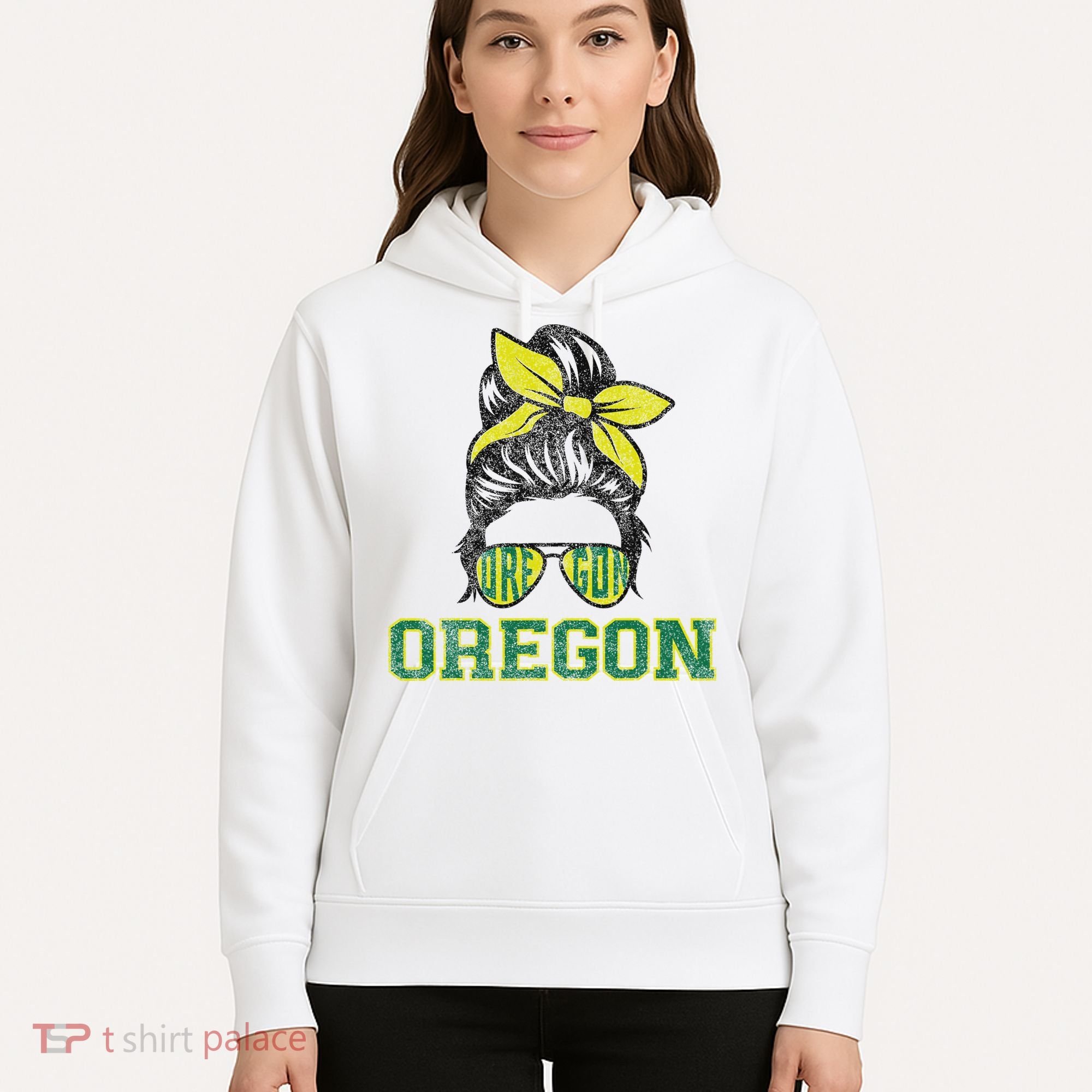 Oregon Lovers Messy Bun Oregon Souvenir Women Hoodie