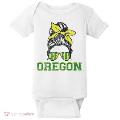 Oregon Lovers Messy Bun Oregon Souvenir Women Baby Bodysuit