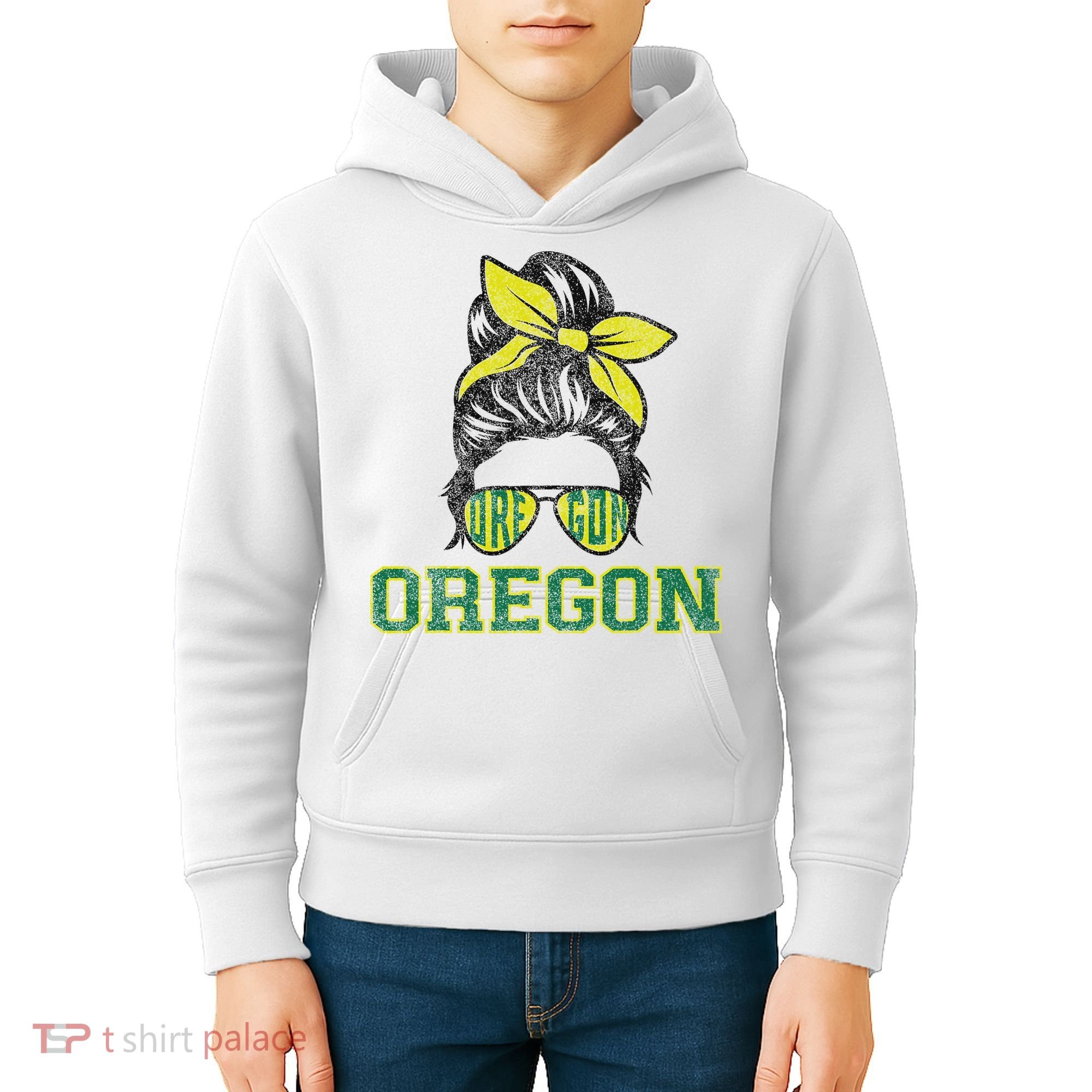 Oregon Lovers Messy Bun Oregon Souvenir Women Kids Hoodie