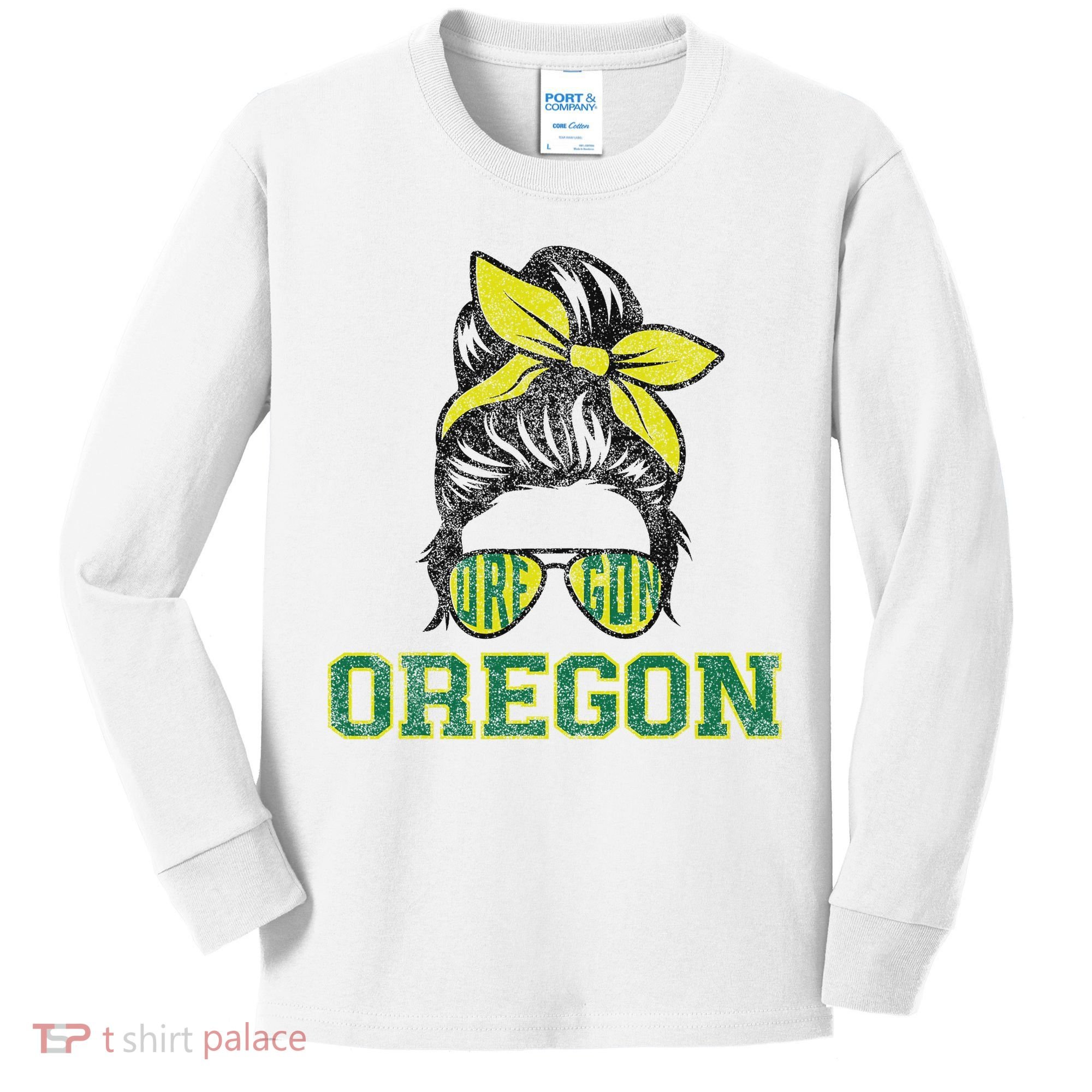 Oregon Lovers Messy Bun Oregon Souvenir Women Kids Long Sleeve Shirt