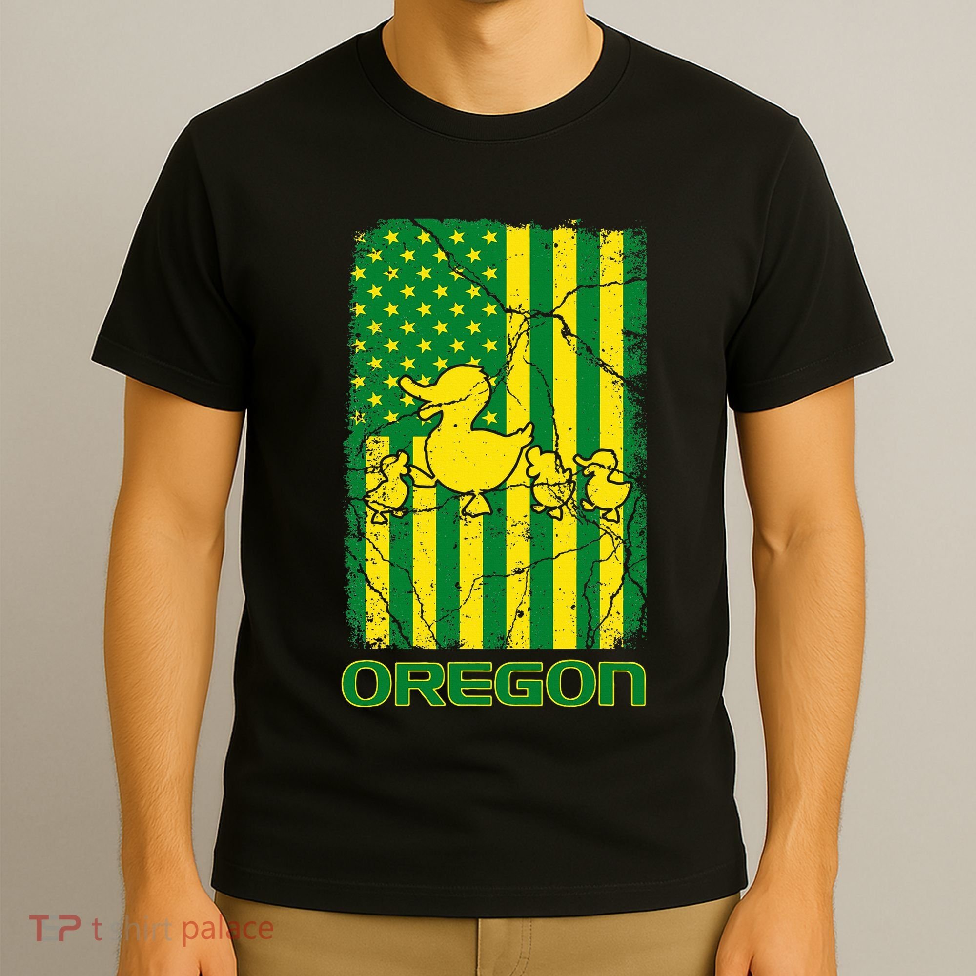 Oregon Lovers Oregon Souvenir Patriotic Retro American Flag T-Shirt