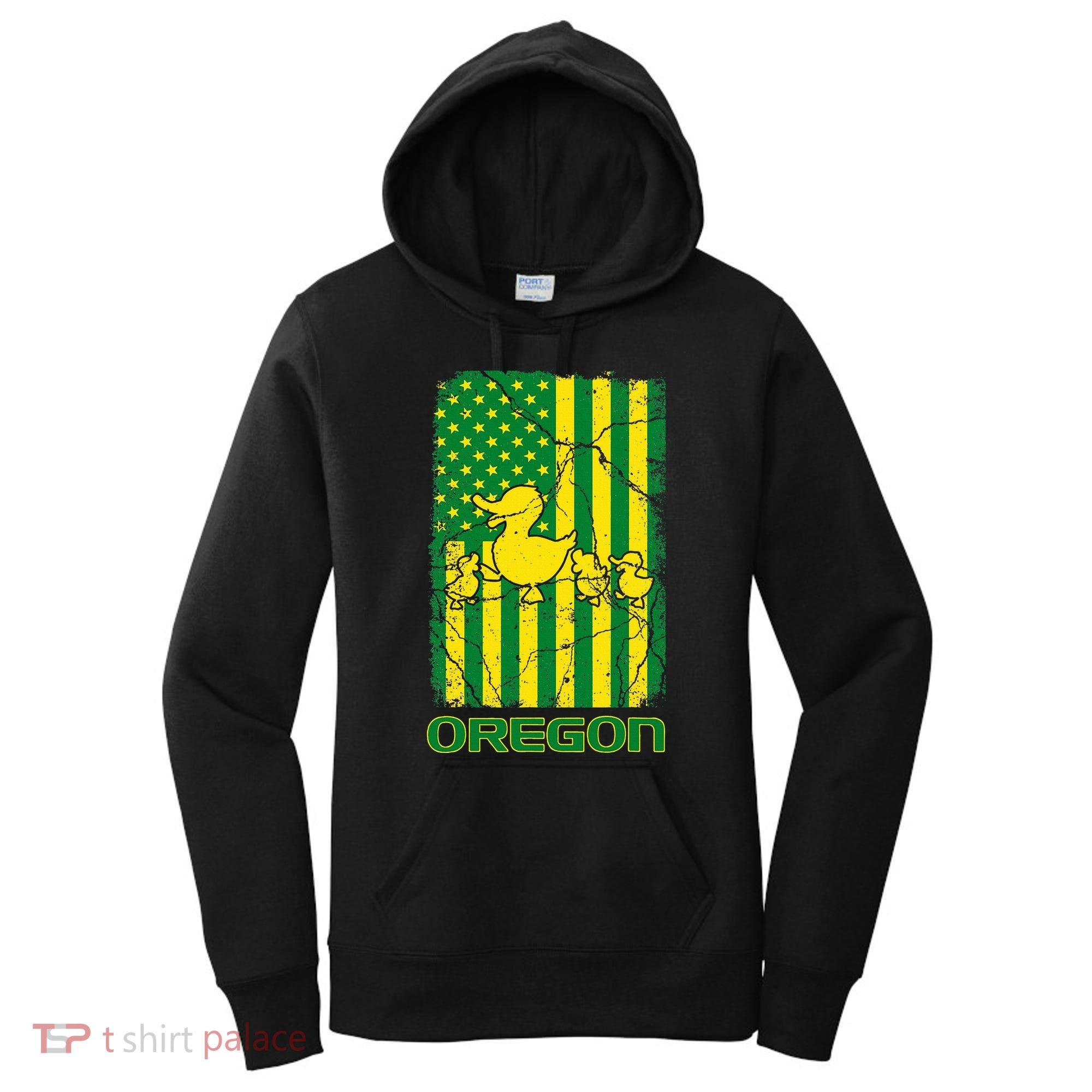 Oregon Lovers Oregon Souvenir Patriotic Retro American Flag Women's Hoodie