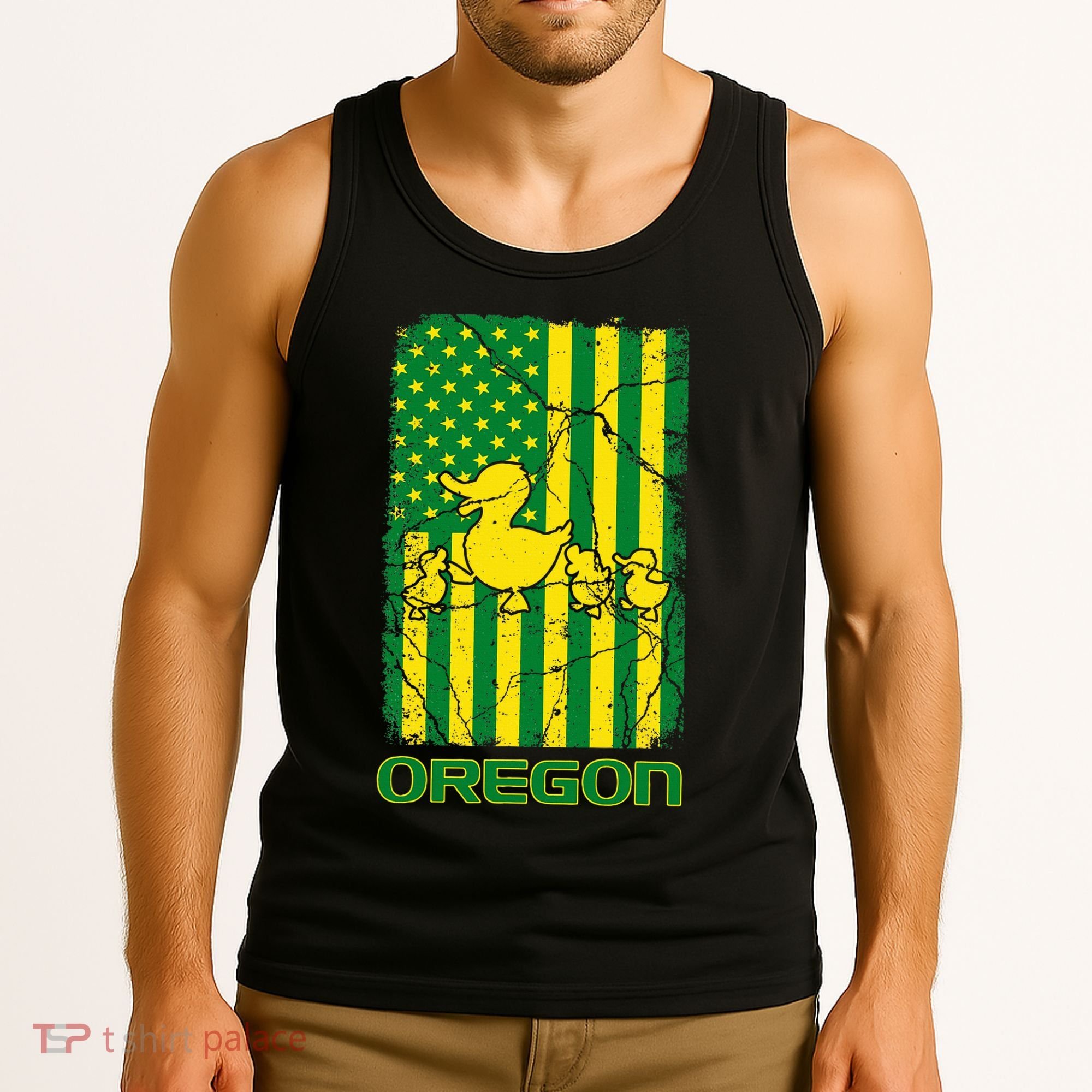 Oregon Lovers Oregon Souvenir Patriotic Retro American Flag Tank Top
