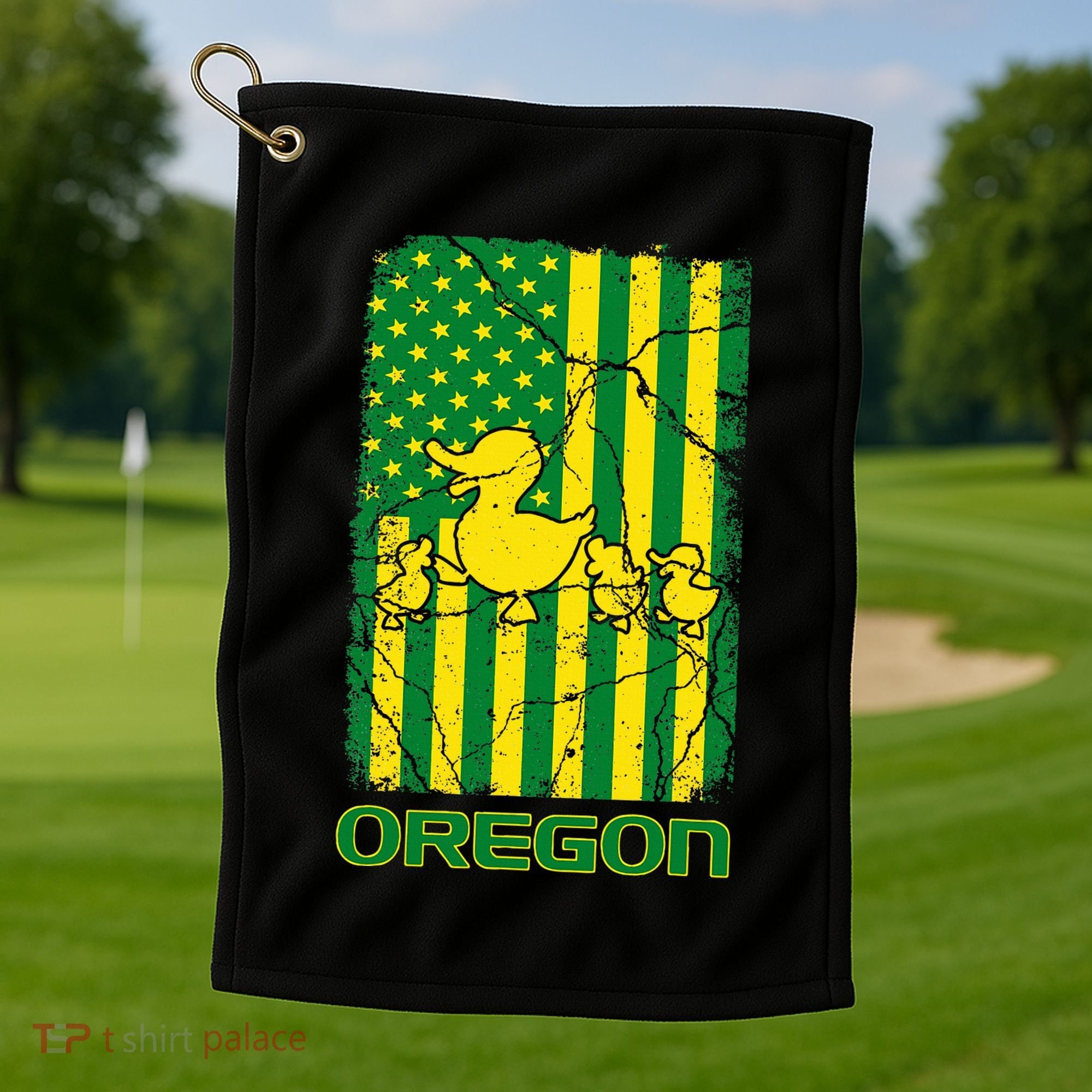 Oregon Lovers Oregon Souvenir Patriotic Retro American Flag Golf Towel