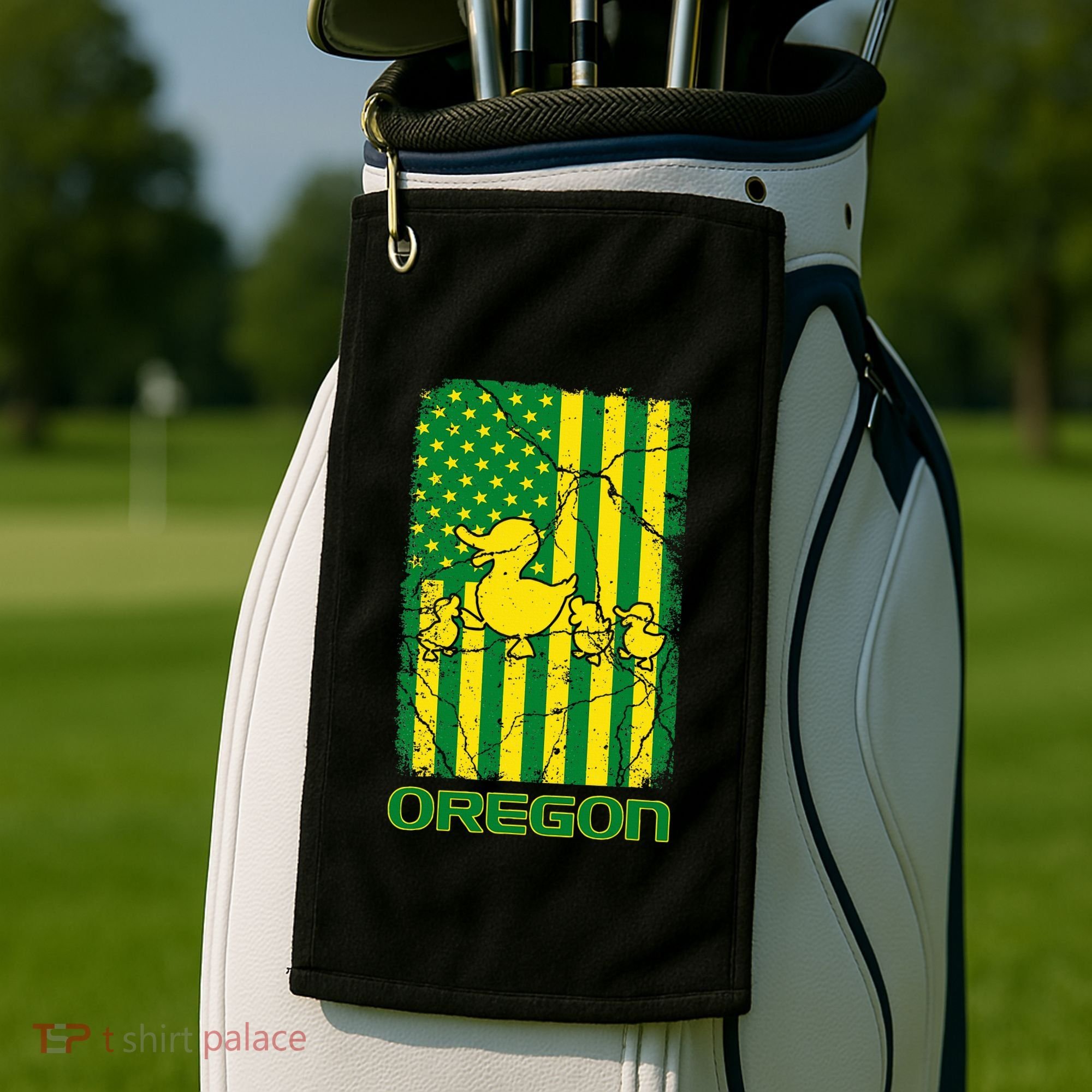 Oregon Lovers Oregon Souvenir Patriotic Retro American Flag Golf Towel