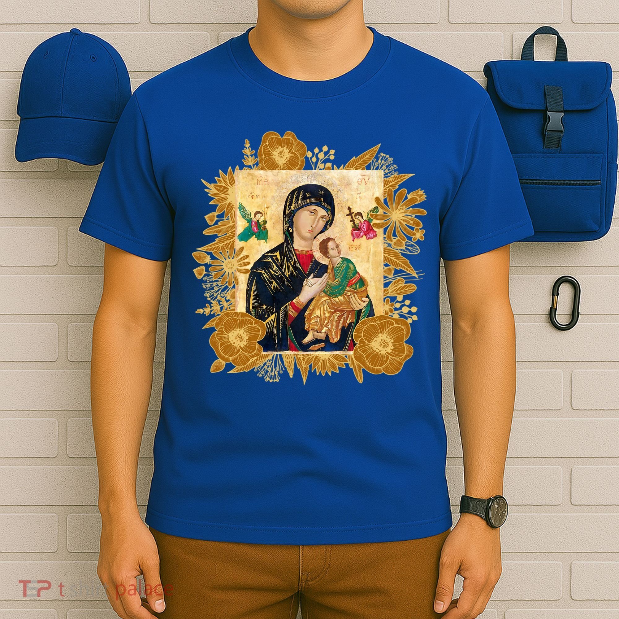 Our Lady Of Perpetual Help Blessed Mother Mary Catholic Icon Gift T-Shirt