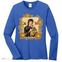 Our Lady Of Perpetual Help Blessed Mother Mary Catholic Icon Gift Women's Long Sleeve Shirt thumb 0
