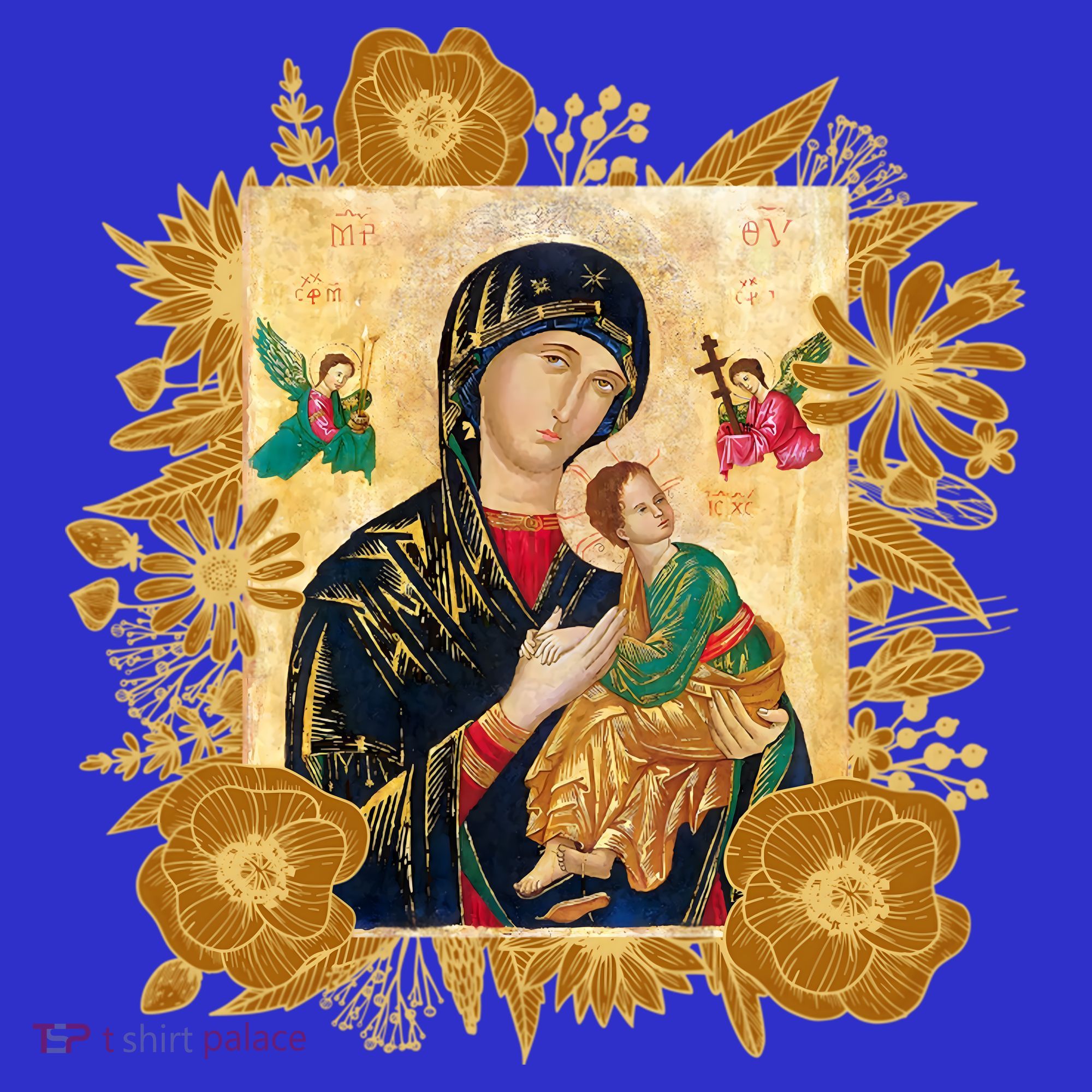 Our Lady Of Perpetual Help Blessed Mother Mary Catholic Icon Gift Women's T-Shirt