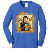 Our Lady Of Perpetual Help Blessed Mother Mary Catholic Icon Gift Kids Long Sleeve Shirt thumb 0