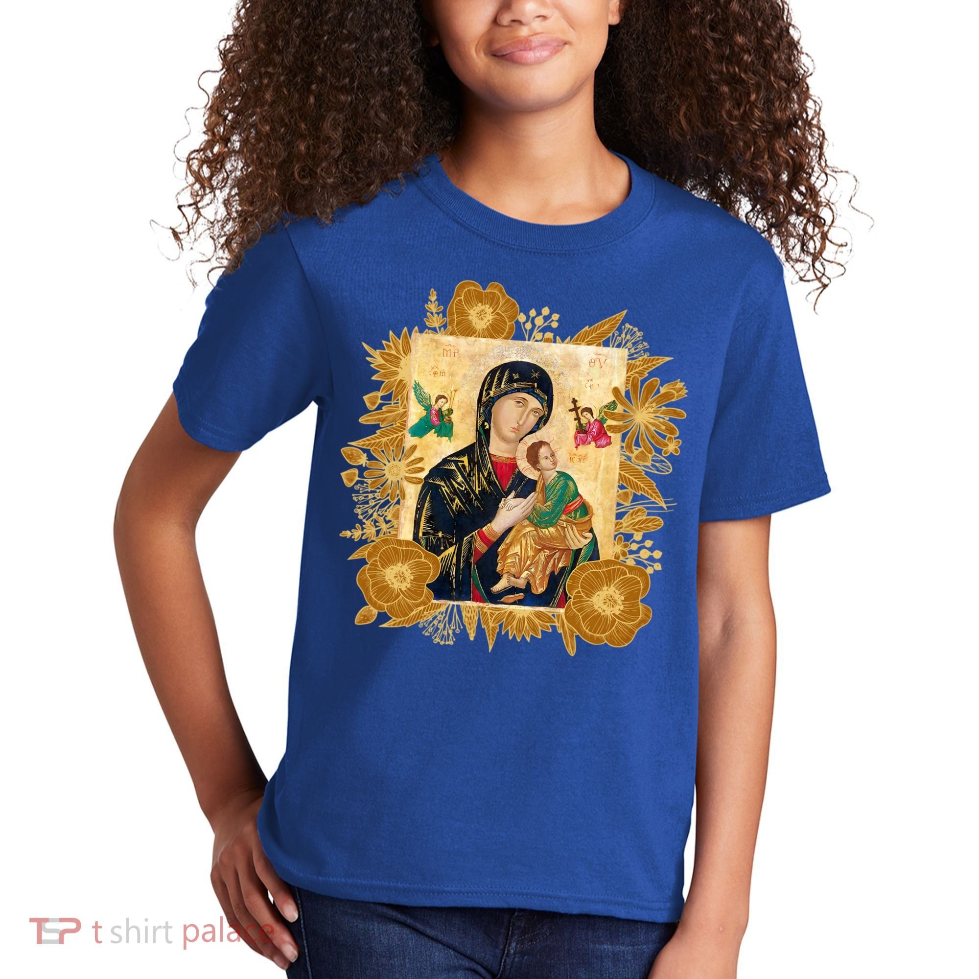 Our Lady Of Perpetual Help Blessed Mother Mary Catholic Icon Gift Kids T-Shirt