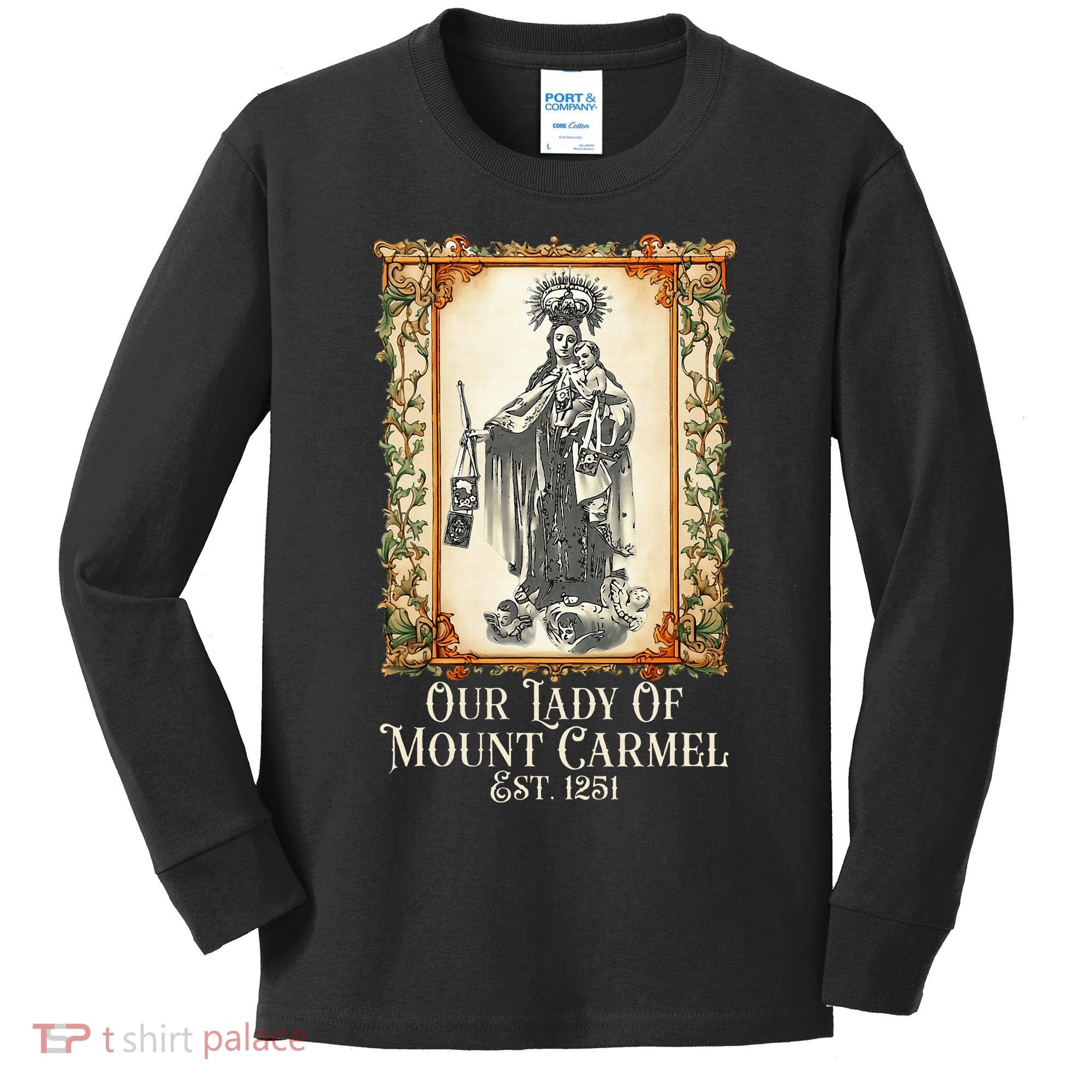 Our Lady Of Mount Carmel Marian Catholic Kids Long Sleeve Shirt