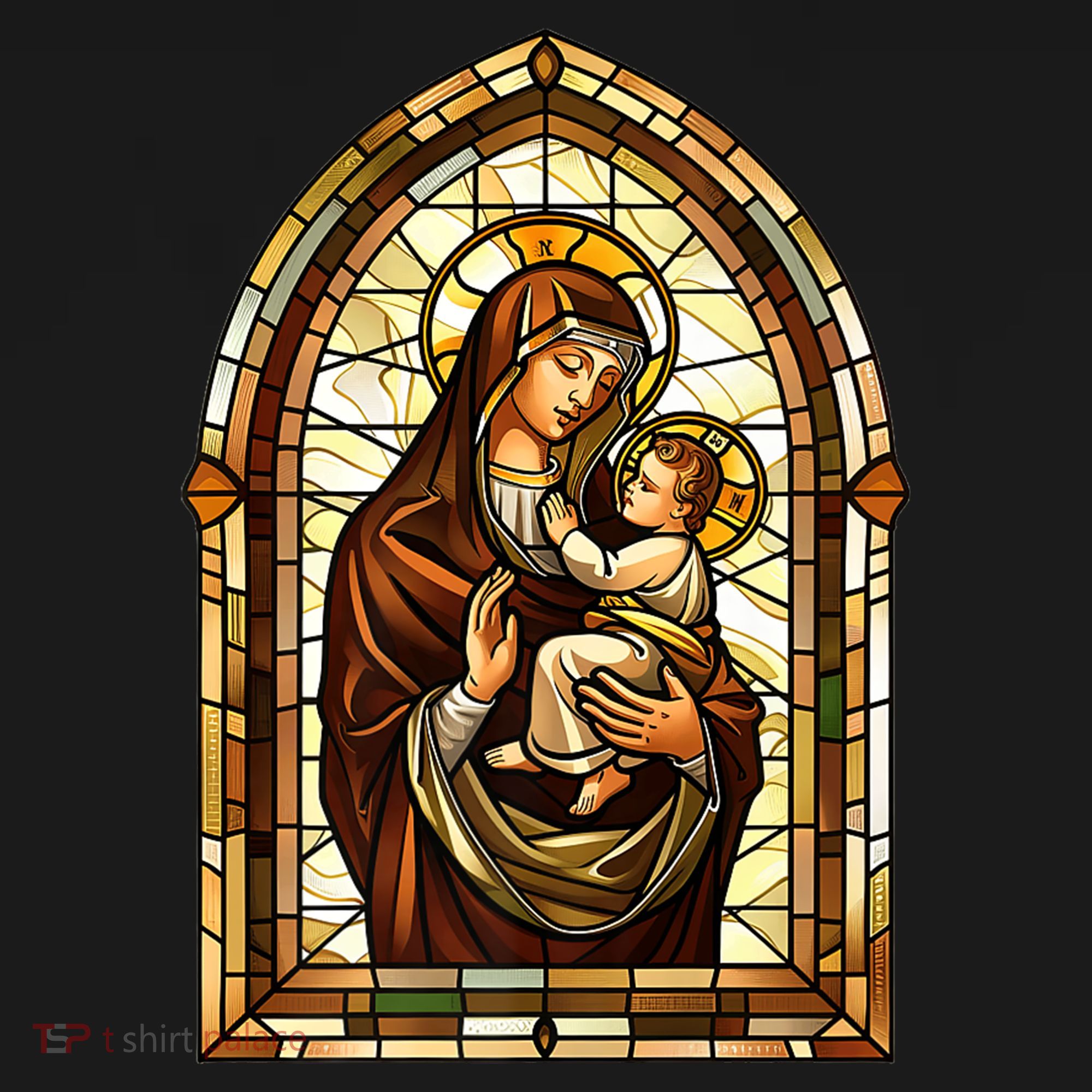 Our Lady Of Mount Carmel Stained Glass Gift USA-Made Doggie Bandana