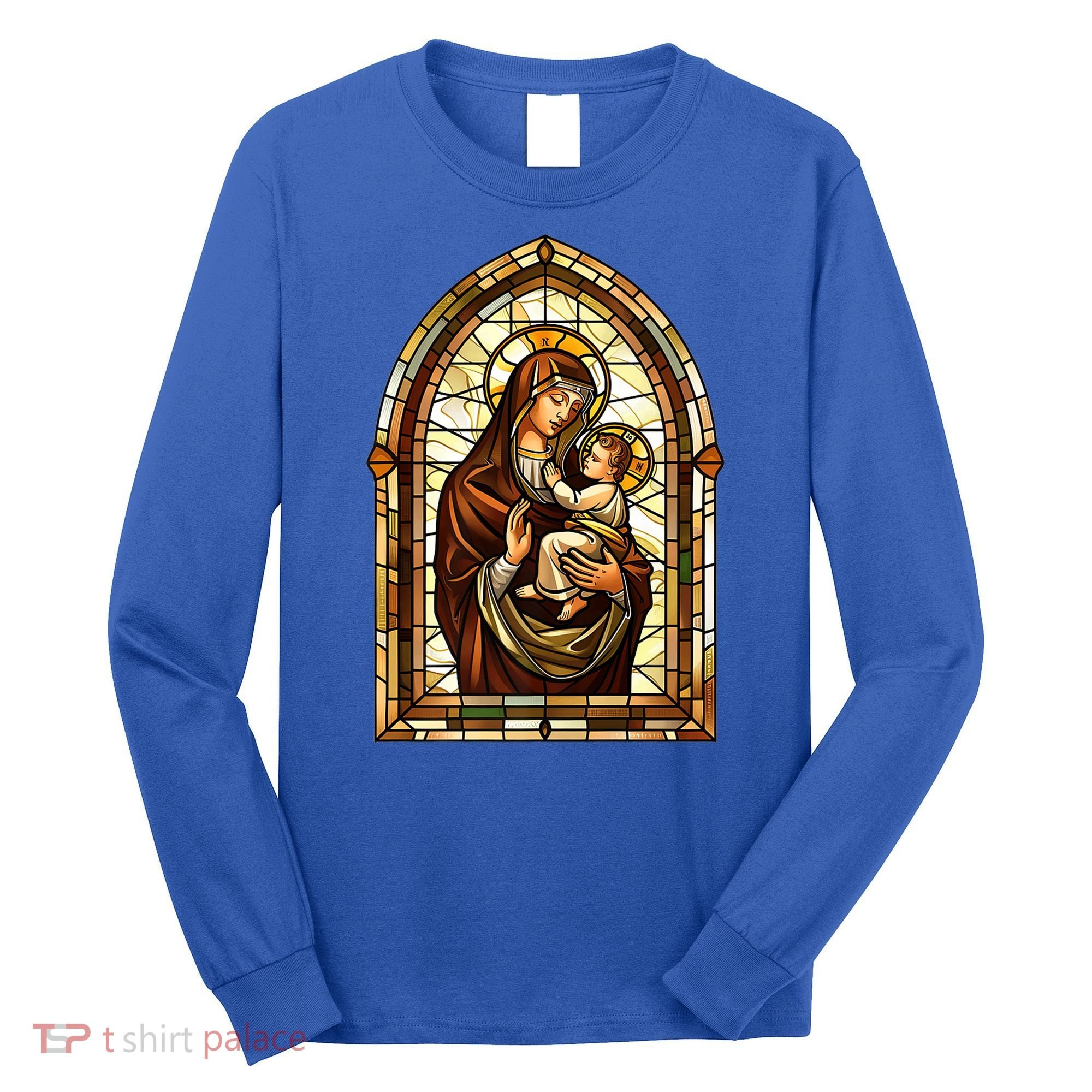 Our Lady Of Mount Carmel Stained Glass Gift Long Sleeve Shirt